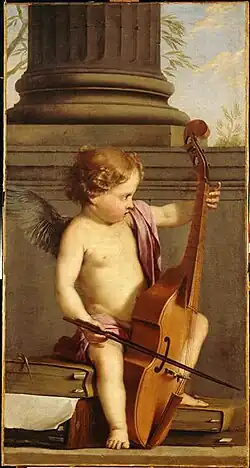 Laurent de La Hyre, Putto jouant de la basse de viole (milieu XVIIe siècle).