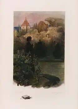 Romuald croit voir la silhouette de Clarimonde dans son jardin.