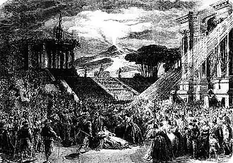 Acte de La Muette de Portici, avec simulacre d'éruption volcanique.