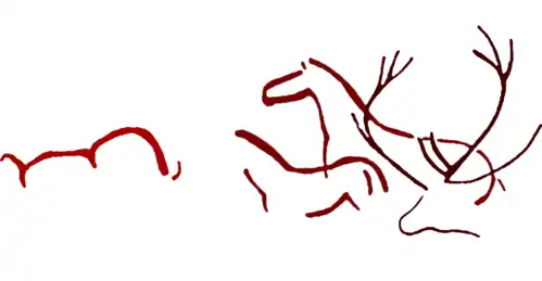 Opposition Bison-Cheval (complétée par un grand cerf), du Premier Groupe , Galerie A