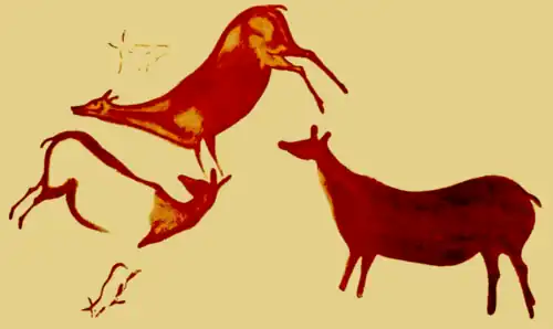 Cerf peint en rouge à l'encre plate, Troisième groupe, Galerie A