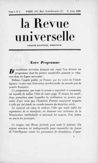 Image illustrative de l’article La Revue universelle