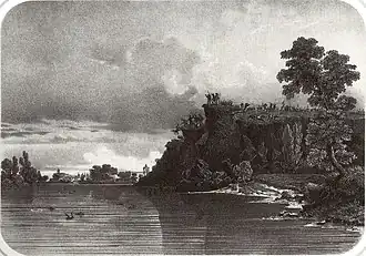 La Roche de Mûrs, gravure de Thomas Drake, 1856.