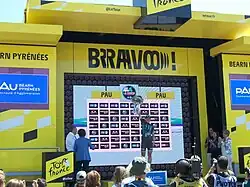 Podium du classement de la montagne de La course by Le Tour de France 2019 à Pau : 1er Elise Chabbey