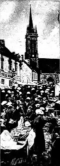 Le pardon de Saint-Jean-du-Doigt vers 1904 : la fête profane (dessin de Charles Géniaux).