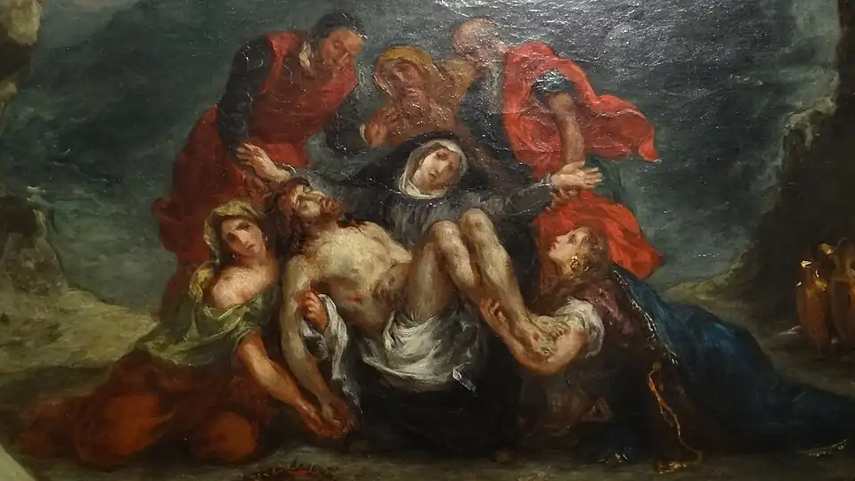 Eugène Delacroix, La lamentation sur le corps du Christ,(1857), Staatliche Kunsthalle Karlsruhe.