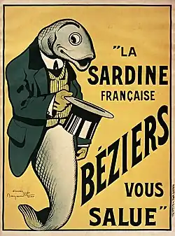 Publicité pour la conserverie René Béziers à Douarnenez (1920).