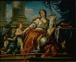 La Tragédie, par Carle Van Loo, peint pour le cabinet de Compagnie de Mme de Pompadour à Bellevue, 1750-52. (Musée Pouchkine, Moscou, Russie)