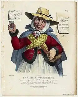 La Vieille Vivandière (1828), lithographie imprimée par Jean Georges Frey