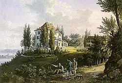 Arenenberg vers 1840, gouache d'Emanuel Labhardt