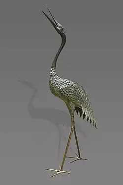 Grue. Fin Edo (1615 - 1868). Bronze, H. env. 150&nbsp;cm.