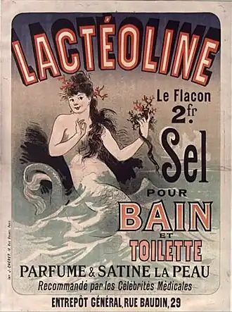 Lactéoline, publicité pour un sel de bain, (1881).