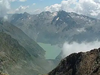 Lac de Barbellino du sommet de Pizzo Coca.