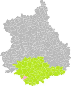 Position de Langey (en rose) dans l'arrondissement de Châteaudun (en vert) au sein du département d'Eure-et-Loir (grisé).