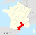 Carte situant le Languedoc-Roussillon en France