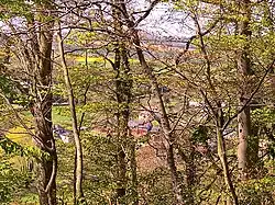 Vue du village de Rothois à travers les bois du Moulin bleu