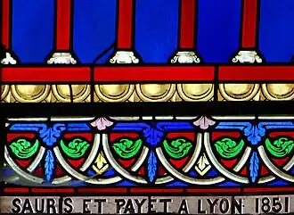 Vitrail signé Sauris et Payet à Lyon 1851