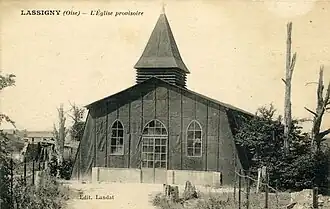 L'église provisoire vers 1920.