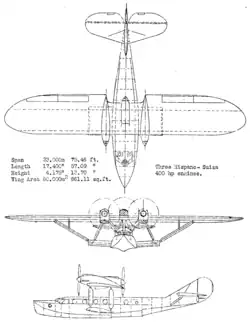 Description de l'image Latécoère 501 3-view NACA-AC-170.png.