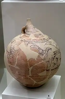 Jarre cycladique tardive à col coupé, tombe ν (nu) du cercle B de Mycènes, MH III, ca. 1700-1600 avJC. AMM 426.