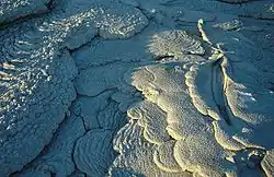 Coulée refroidie de carbonatite. Cratère de l'Ol Doinyo Lengaï (Tanzanie).