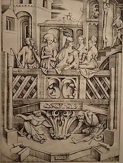 Le balcon, gravure, vers 1496, Paris, Musée du Louvre.
