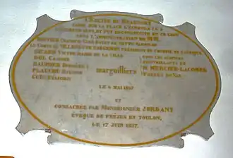 Plaque commémorative Construction et consécration de l'église.