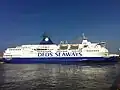 Le Calais Seaways, ex Norman Spirit, quittant le Poste 8 du port de Calais.