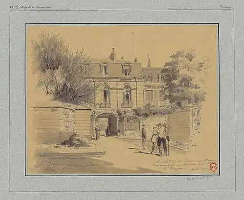 Vue du château en 1894 (dessin de Jules-Adolphe Chauvet).