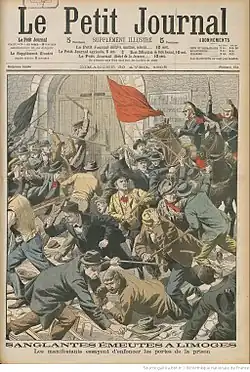 La une du Petit Journal, avec les manifestants qui tentent d'enfoncer la porte de la prison.