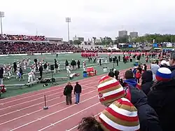 Le stade extérieur lors d'un match de football