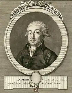 Portait de face de Vadier, inclus dans un cadre gravé.