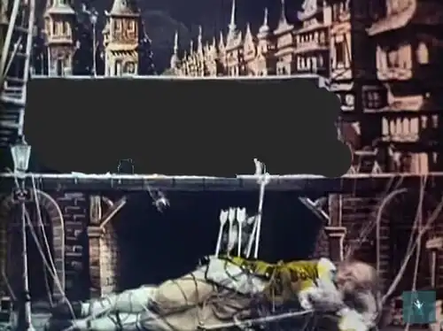 Premier passage de la pellicule dans la caméra : enregistrement du cache.