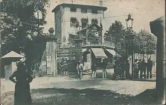 Café restaurant Seyer-Urbain à l'entrée de la pépinière, début du 20e siècle, carte postale conservée à la bibliothèque municipale de Nancy