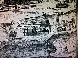 Le camp français et le village de Vrécourt par Abraham Bosse (1634).