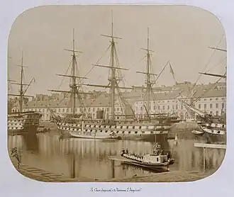 Le navire L'Impérial à Brest, 1858.