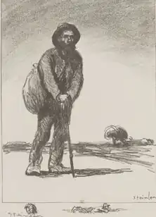 Le chemineau à la besace (1913).