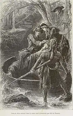 Cora et Alice entrèrent dans le bateau mis à découvert par Œil de Faucon