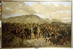 Le général Mac Mahon donne ses dernières instructions aux compagnies d'assaut du 1er zouaves du colonel Collineau avant la prise de la redoute de Malakoff.