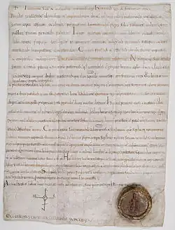 Grand diplôme en parchemin confirmant les privilèges de l'abbaye de Sainte-Geneviève de Paris (1035), Pierrefitte-sur-Seine, Archives nationales.
