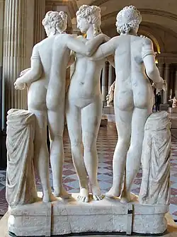 Les trois Grâces, copie romaine / original grec IIe&nbsp;siècle AEC. En 1609: restauration, Nicolas Cordier. Musée du Louvre