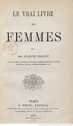&nbsp;Couverture du livre le vrai des femmes (édition de 1863)