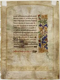 Petit paragraphe de texte concentré au milieu haut de la page avec un bandeau fleuri sur sa droite