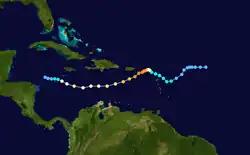 Parcours de l'ouragan Lenny
