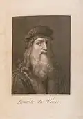 Gravure du napolitain Raffaello Sanzio Morghen datée de 1817 intitulée Leonardo da Vinci, elle est exécutée d'après Léonard par un témoin possible du tableau lorsqu'il se trouvait chez les Russo.