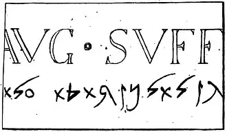 Inscription bilingue mentionnant un suffète anonyme et provenant du temple de Jupiter Dolichenus, dans le port