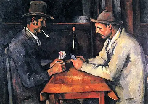 Les Joueurs de cartes (1892-1893), 97&nbsp;×&nbsp;130&nbsp;cm. Collection royale du Qatar.