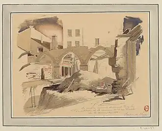 No&nbsp;6 : arcades mises à jour en 1880 lors de la démolition de la maison.