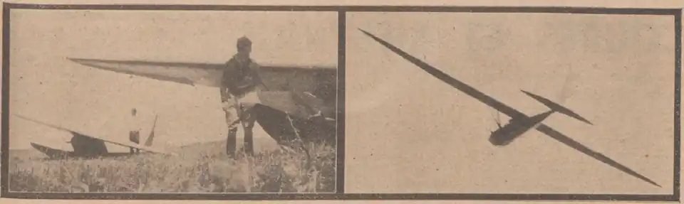 Les deux planeurs M-5 côte à côte à gauche, un en vol à droite - Les Ailes, n° 790, août 1936.