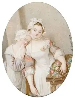 Les deux sœurs, peinture sur porcelaine, 11,5&nbsp;×&nbsp;9&nbsp;cm, 1873.